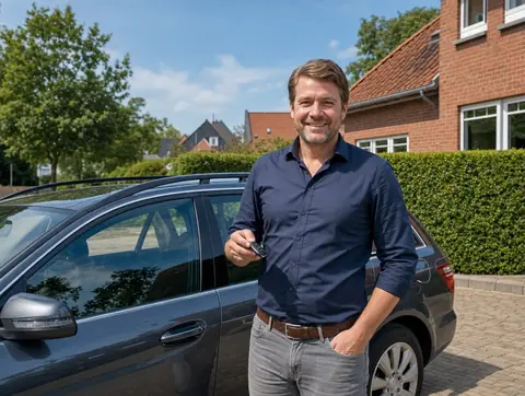 Verkäufer aus Jülich mit dem verkauften Fahrzeug